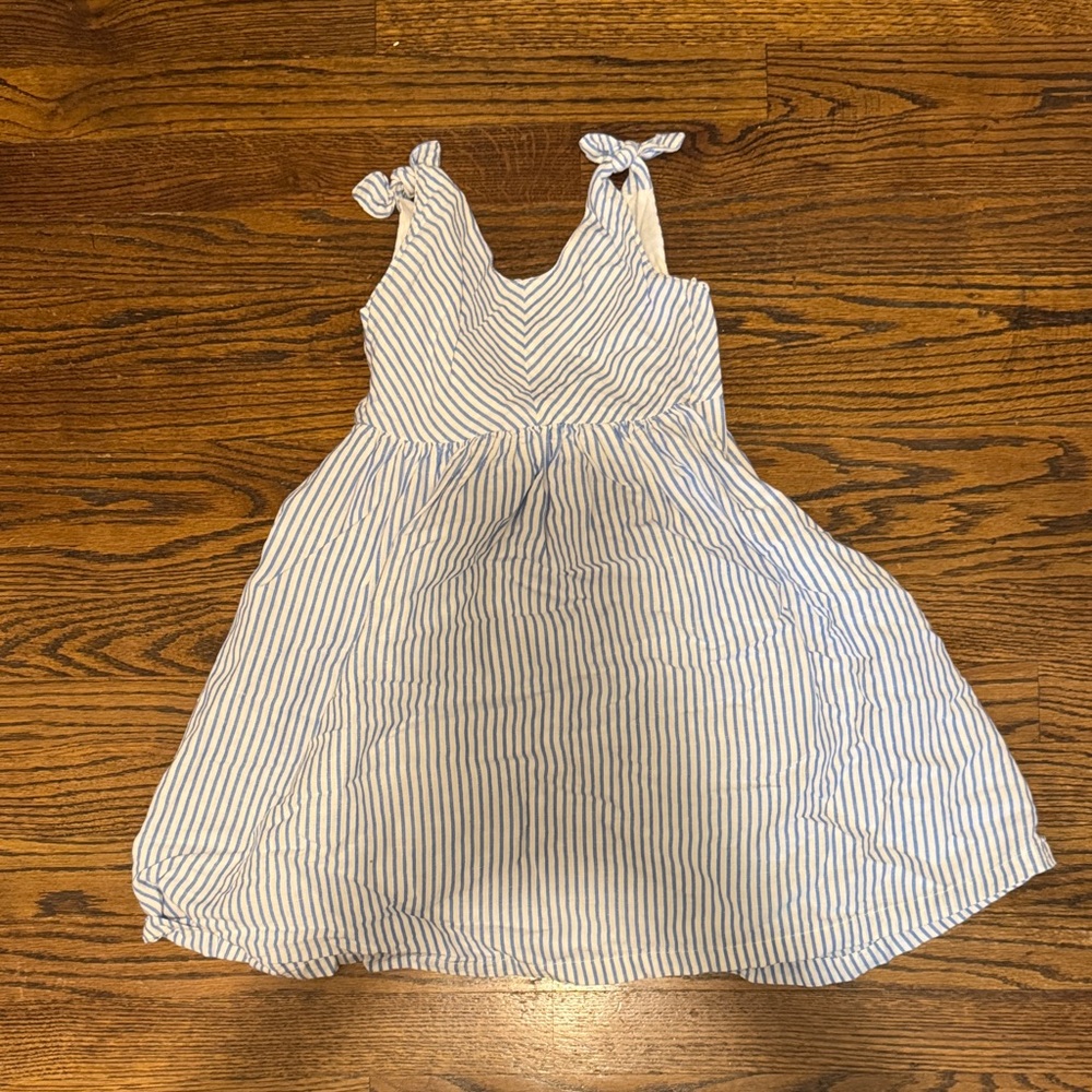 Chic Striped Kids Dress in Blue and White
